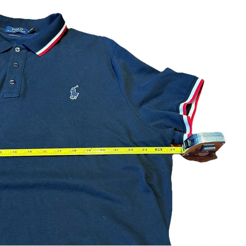 Polo Ralph Lauren Polo‎ Shirt Navy Blue Spell Out Flip Collar Men's 2XL